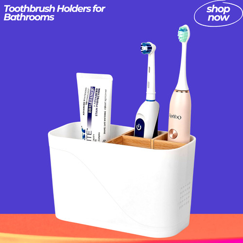 White bamboo toothbrush - bamboo, holder