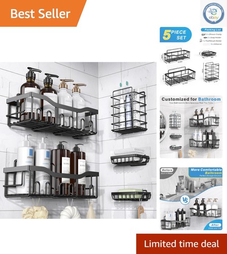 Piece adhesive shower caddy - 5-piece,