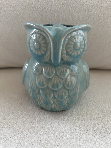 Blue owl bud - blue, vase,